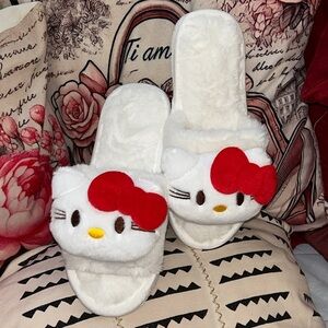 Hello Kitty Plush White and Red Slippers